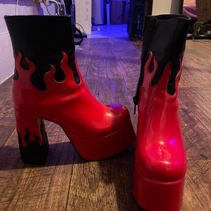 Platform, flame, boots. Sadly, not a heel person, so they’ve never been worn. <3